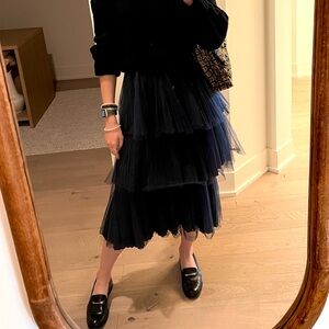 Storets Navy Tiered A-Line Skirt